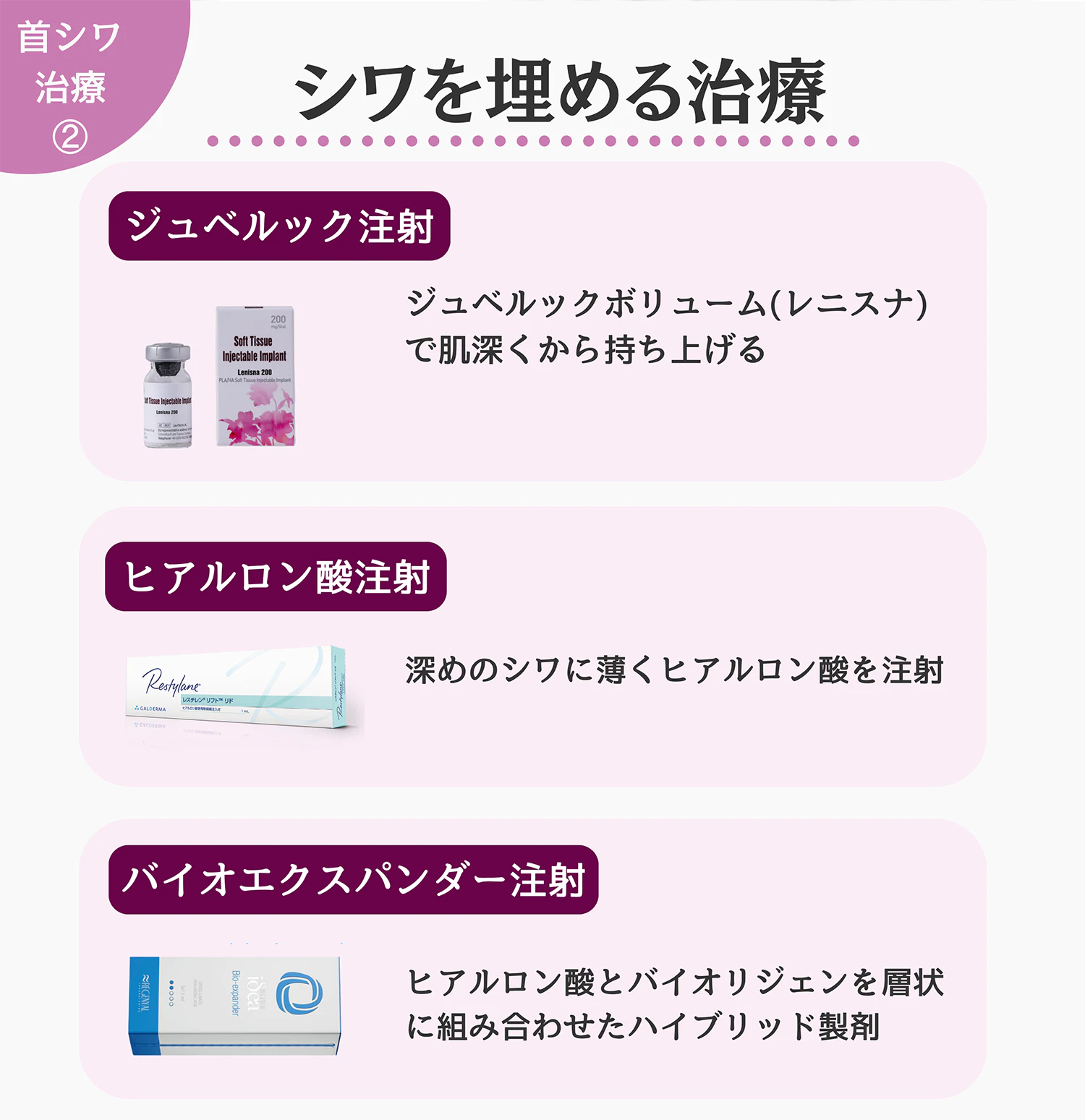 シワを埋める治療法一覧